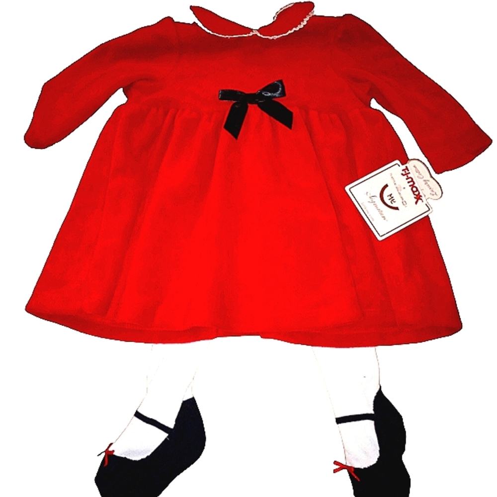 Christmas dress and tights (6m)